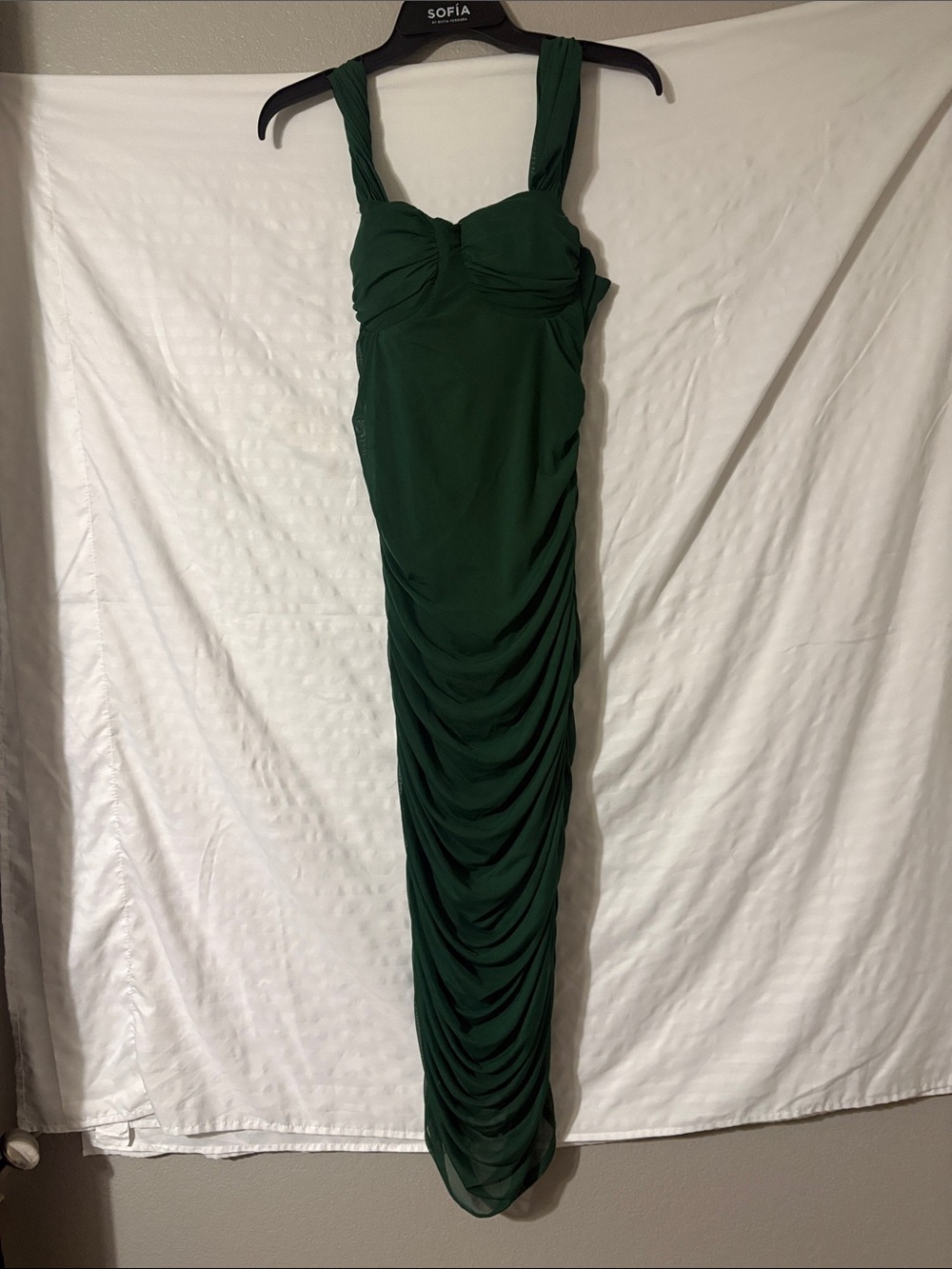 Inspired Hearts Forest Green Ruched Maxi Dress